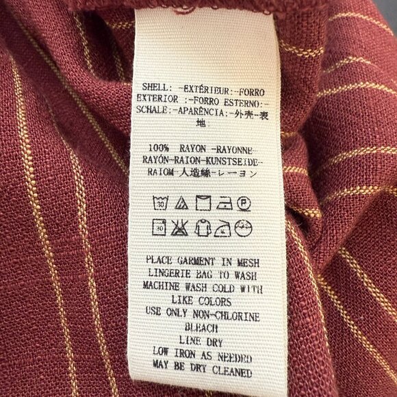 Free People Audrey Stripe Midi Dress Women's Small Red Button Up Collared Boho - Picture 14 of 15